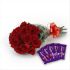 Bunch of 12 red roses pack with 5 dairymilk Chocolates